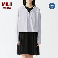 无印良品 MUJI 女式 防紫外线 拉链短款连帽衫夏季款防晒服防晒衣女款 浅银灰色 M160/84A