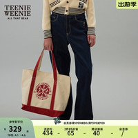TEENIE WEENIE 小熊2024年大容量帆布包手提包斜跨包收纳包撞色时尚 红色 FRE