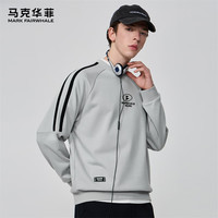 马克华菲【百搭简约】圆领卫衣男2024春秋潮牌男士宽松时尚刺绣长袖T 005浅灰 L