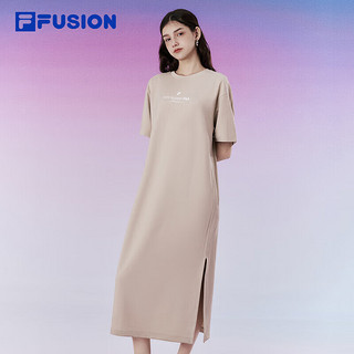 FILA 斐乐 FUSION斐乐潮牌女子针织连衣裙2024夏时尚休闲宽松裙子 羽毛灰-GY 170/88A/L