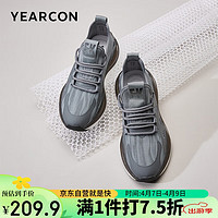YEARCON 意尔康 男鞋系带透气飞织鞋舒适运动休闲鞋97865W 灰色 39