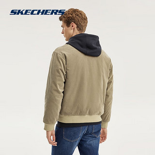 斯凯奇（Skechers）简约复古百搭保暖裥棉外套L323M095 海带褐/01EW L 