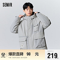 森马（Semir）棉服男日常简约工装风潮流舒适温暖宽松外套109723112106 灰色调00322 L