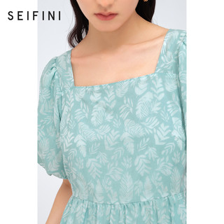 诗凡黎（'SEIFINI）碎花连衣裙女夏季法式短裙3D6291021 兰绿 160/84A/M