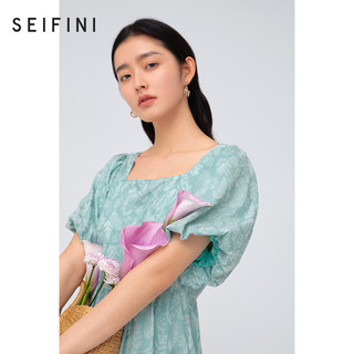诗凡黎（'SEIFINI）碎花连衣裙女夏季法式短裙3D6291021 兰绿 160/84A/M