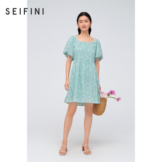 诗凡黎（'SEIFINI）碎花连衣裙女夏季法式短裙3D6291021 兰绿 160/84A/M
