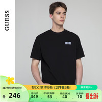 GUESS24年夏季男士纯色简约款式百搭纯棉短袖T恤-X4PI13K2Q40 BLK-黑色 S