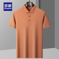 罗蒙(ROMON)【凉感纯棉】男士商务翻领短袖T恤衫2024夏季百搭POLO 焦糖色 170