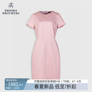 布克兄弟（BrooksBrothers）女士24春夏新棉气质圆领收腰简约连衣裙 B655-粉色 6