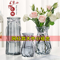 喜韶 简约玻璃花瓶透明水培欧式创意水养插花器桌面摆件客厅