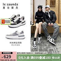 莱尔斯丹 2024春季新款舒适运动休闲厚底板鞋熊猫鞋男女鞋66501 女款-黑色+白色 BKL 37