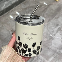 不锈钢咖啡杯便携杯子外带随行杯水杯高档精致保温杯吸管杯高级感