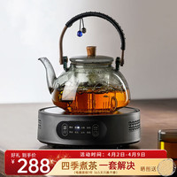 TEAHUE 忆壶茶 YI HU TEA)蒸煮茶壶电陶炉加热煮茶器 蒸煮双内胆 壶+缁黑电陶炉 900ml