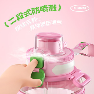 BABLOV大肚杯水杯大容量女士儿童tritan水壶吸管杯子吨桶760ml 桑莓欢乐场760ml-送背带+杯刷