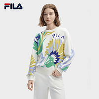 FILA 斐乐 V&A联名大艺术家织衫女子毛衣2024时尚宽松满印上衣