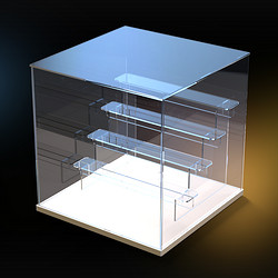 亚克力展示盒泡泡玛特手办盲盒潮玩带阶梯透明收纳盒多层展示架