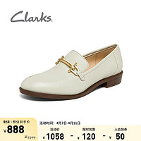 Clarks 其乐 女鞋乐福鞋女复古小皮鞋单鞋通勤平底鞋豆豆鞋鞋子 白色 建议拍小半码 37