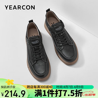 YEARCON 意尔康 男鞋休闲潮流高帮板鞋时尚百搭男士板鞋单鞋 97020W 黑色 40