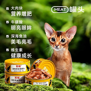 宽福猫零食金枪鱼红肉大块肉罐头增肥发腮整箱成猫幼猫猫湿粮主食罐 混合口味金枪鱼170g*24罐