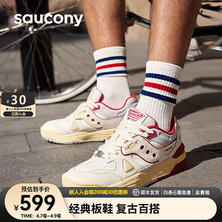 saucony 索康尼 CROSS 90prm情侣板鞋春季真皮牛皮休闲鞋运动鞋子男 米红 41