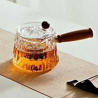 忆壶茶（YI HU TEA）玻璃茶壶侧把泡茶壶煮茶器茶水分离可电陶炉烧水壶带过滤功夫茶具 【透明】树皮纹侧把壶 500ml