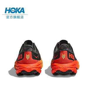 HOKA ONE ONE男女鞋夏季飞速羚羊5越野跑步鞋SPEEDGOAT5 减震透气 城堡灰 / 火红色-男 42.5