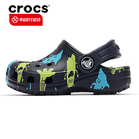 crocs 卡骆驰 清仓童鞋儿童夏季新款运动拖鞋印花洞洞鞋沙滩凉鞋潮