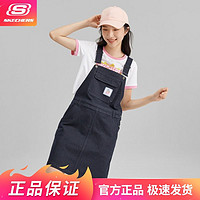 SKECHERS 斯凯奇 小刘鸭夏季女士经典舒适牛仔梭织背带裙L223W154