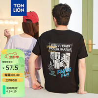 唐狮 TONLION2024夏季印花圆领短袖T恤 男款/黑色 S