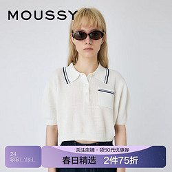 moussy 2023夏季新款POLO领休闲商务风短袖针织衫女010GSL70-0440 010白色 00020/F