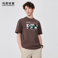 马克华菲【纯棉】短袖T恤男2024春夏圆领印花上衣T恤休闲男士百搭半袖 305深棕色 XXL