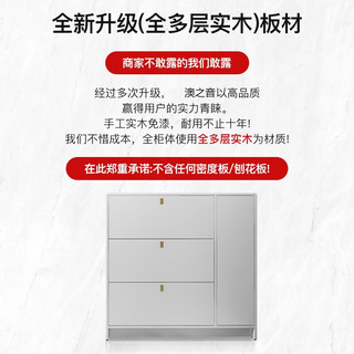 澳之音 超薄鞋柜10cm现代简约家用实木翻斗小户型门口极窄玄关柜 B款/（100*12.9*117）白哑光