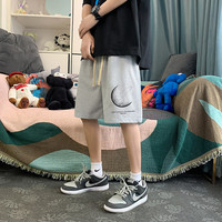 引异华夫格短裤男夏季大码胖人休闲过膝盖宽松五分裤男直筒中裤 灰色 5XL