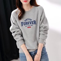 HTBT卫衣女秋冬保暖韩版宽松显瘦印花男长袖上衣服打底衫加绒卫衣 灰色春秋款 L100-115斤
