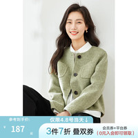 梵希蔓毛呢短外套女秋冬小个子御寒保暖羊毛混纺呢子大衣 50658 橄榄绿 L