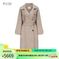 帕什 奢华双面纯山羊绒大衣女100%山羊绒23中长披风款外套 PS-826 原色 M(发货默认10天内发货)