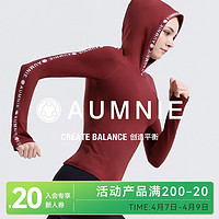 AUMNIE 澳弥尼连帽LOGO塑身上衣女长袖卫衣运动健身跑步瑜伽服