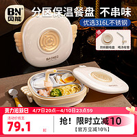 Baoneo 贝能 儿童餐盘宝宝辅食碗婴儿专用碗防烫防摔分格餐盘儿童餐具套装