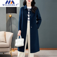 WILDERLY羊绒外套双面红色喜红女款高端2023毛呢婆婆结婚零呢大衣 兰色 3XL(180/100A)