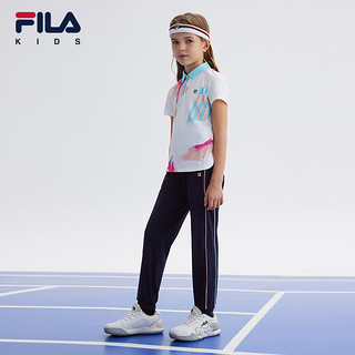 FILA【旋冰科技】斐乐童装儿童裤子2024夏中大童女童针织长裤 RD宝蓝-NV 165