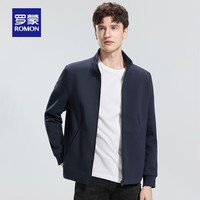 罗蒙（ROMON）男士时尚潮流立领短款休闲服2024春季宽松百搭纯色夹克衫 芷青 185