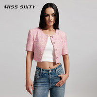 MISS SIXTY2024夏季幻彩花式呢外套女甜美静奢小香风短款上衣 粉红 XS