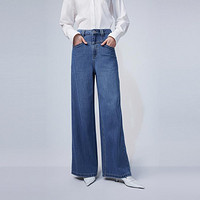 LILY商务时尚 含天丝高腰阔腿牛仔裤拖地裤加长裤子女高个子