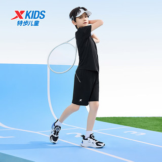 特步（XTEP）儿童童装夏季套装男童气舒适短袖针织套装 正黑色 170cm