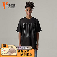 VLONE 短袖T恤男2024春夏季新款纯棉宽松oversize情侣装 银色大V