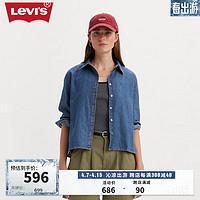 Levi's李维斯24春季女士复古牛仔衬衫时尚百搭 中蓝色 A7610-0001 M