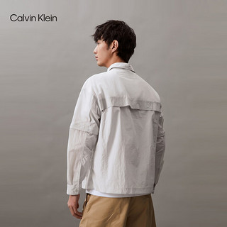 Calvin Klein Jeans24春夏男士户外通勤两穿拉链翻领衬衫式外套J325366 PC8-银河灰 M