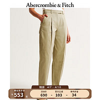 ABERCROMBIE & FITCH女装 24春夏简约时尚通勤挺括棉质锥形九分裤 357495-1 棕黄色 30L