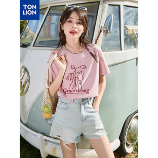 唐狮 TONLION2024年女圆领短袖T恤TB 雾霾粉 S