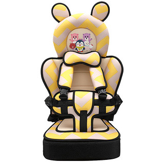 凯蕊士（Kairuishi）儿童车用简易安全座椅座垫 便携式简易宝宝坐椅婴儿汽车增高坐垫 波浪黄小熊款 有增高垫